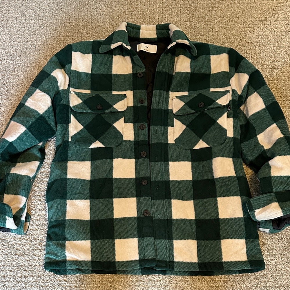 Aritzia TNA Green and White Plaid Jacket